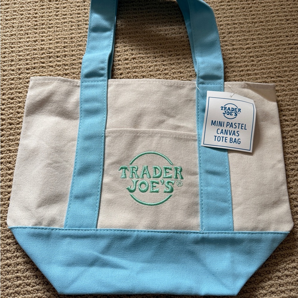 Trader Joe’s Limited Release Blue and Cream Canvas Tote Bag